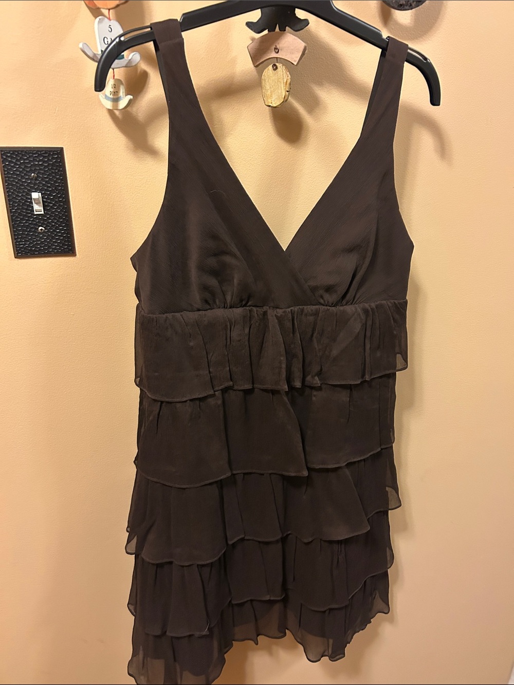 Tiered Chocolate Brown Sleeveless V-Neck Dress NWT 8p J CREW